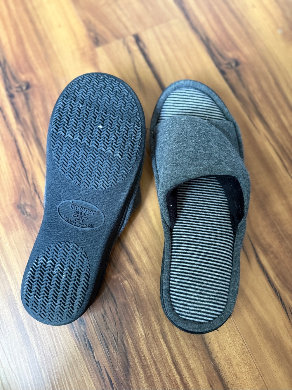 isotoner Charcoal Gray Open‑Back Comfort Slippers